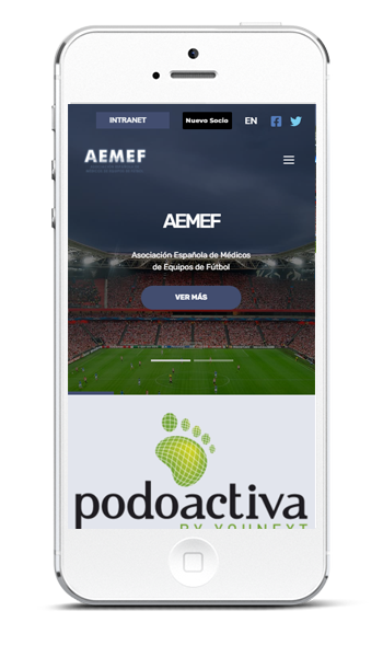 Web de AEMEF vista en un móvil